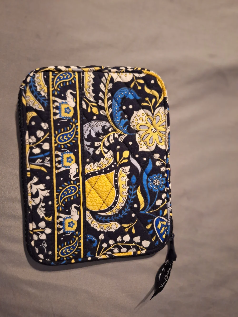 Vera Bradley Black, Yellow & Blue Quilted Cosmetic Case